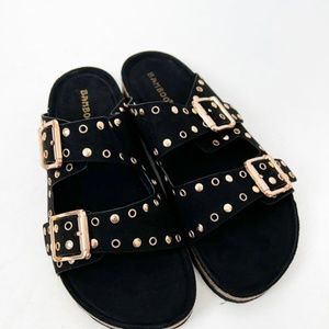 Bamboo Black Champion Studded Sandals